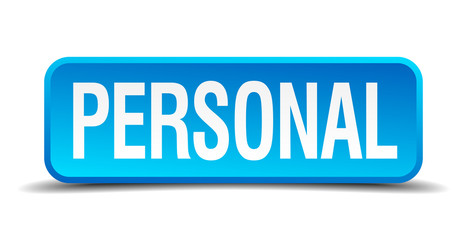 Personal blue 3d realistic square isolated button