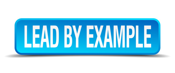 lead by example blue 3d realistic square isolated button