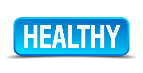 Healthy blue 3d realistic square isolated button