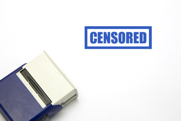 CENSORED blue rubber stamp vector over a white background.