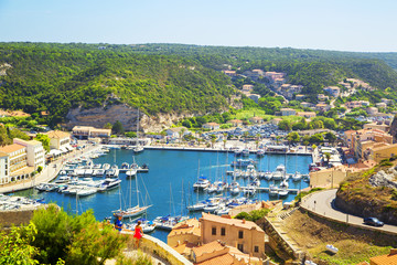 Fototapeta na wymiar Bonifacio port in Corsica, France.