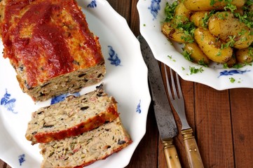 Turkey meatloaf with roasted potatoes