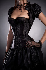 Attractive gothic girl in Victorian style corset