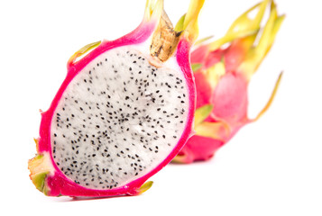 Close-up shot of cut section of dragon fruit