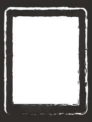 Modern Tablet Drawing On Black Chalkboard