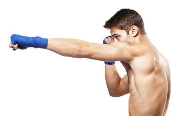 Fototapeta na wymiar Young handsome male boxer