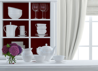 Red and white composition