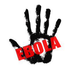 Ebola text on hand print