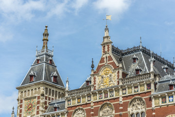 Fototapeta na wymiar Amsterdam central railway station in Netherlands.