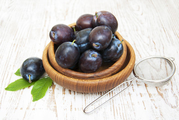 Fresh purple plums