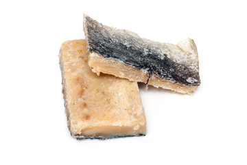 Pieces of salt cod fish