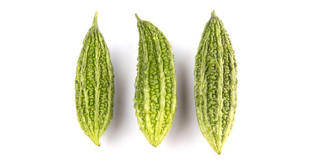 Bitter gourd vegetable over white background