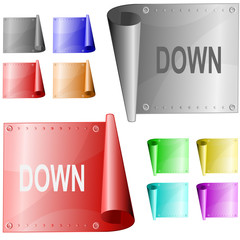 Down. Vector metal surface.