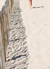 walking on way on sandy beach
