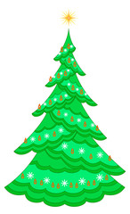 Christmas fir-tree with garland