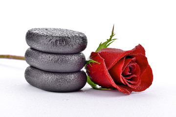 Róża z kamieniami bazaltowymi do spa