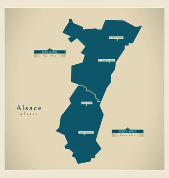 Moderne Landkarte - Alsace FR