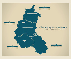 Moderne Landkarte - Champagne-Ardenne FR