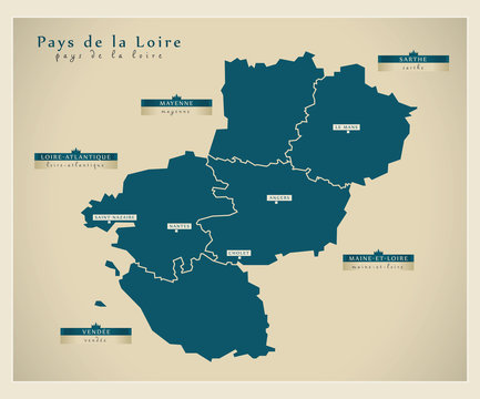 Moderne Landkarte - Pays de la Loire FR