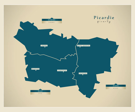 Moderne Landkarte - Picardie FR