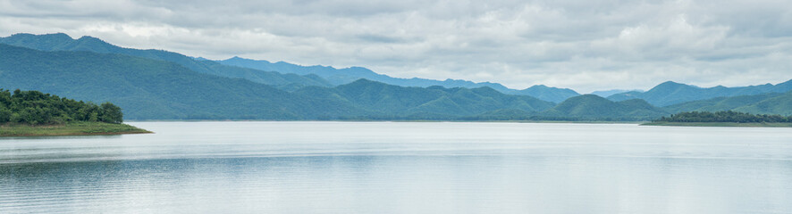 Mountain lake panorama view