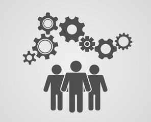 person people temwork with gears