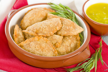 Empanadas - Spanish fried pasty filled with chorizo and cheese