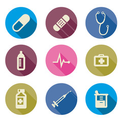 set of medical icons -Vector illustration flat