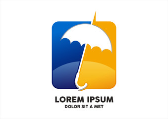 Icon with umbrella weather finance logo vector