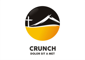 cross silhouette with the black yellow circle logo design