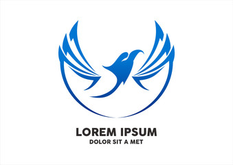 Eagle tattoo isolated blue logo design
