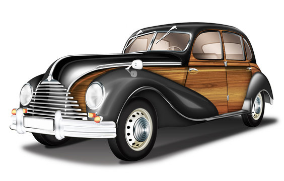 EMW mit Holzverkleidung, freigestellt