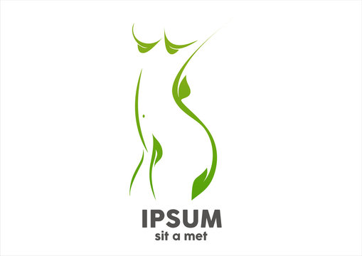 woman body spa green leaf logo design