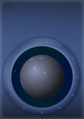 Planet Mercury in space window