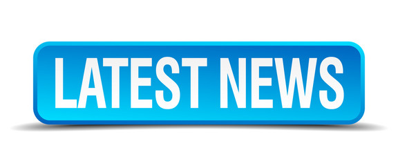 latest news blue 3d realistic square isolated button