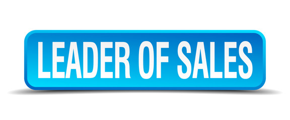 leader of sales blue 3d realistic square isolated button