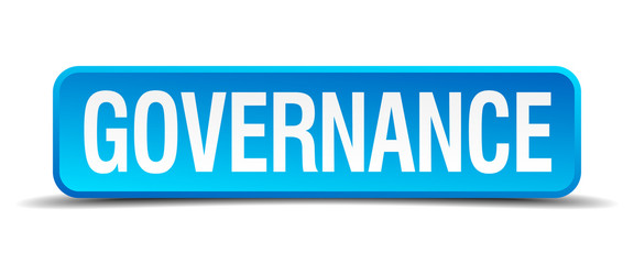 Governance blue 3d realistic square isolated button