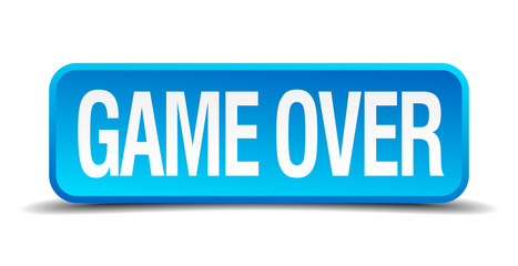 Game over blue 3d realistic square isolated button
