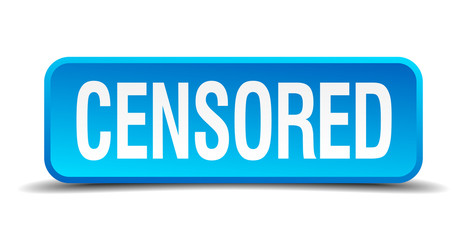 censored blue 3d realistic square isolated button