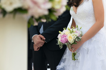 Bride holding bouquet