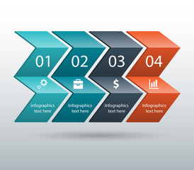 Modern business ribbon origami style options banner. Vector illu