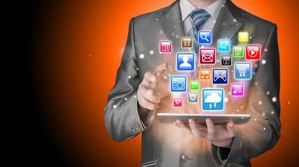 Business man using tablet PC