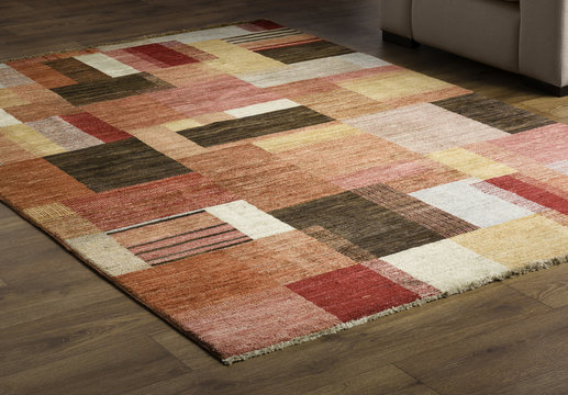 Rug carpet on wooden floor close up