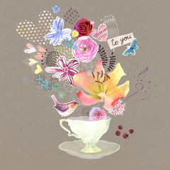 Fototapeta premium Watercolor card