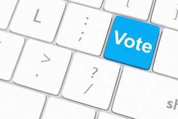 vote button on computer keyboard showing internet concept