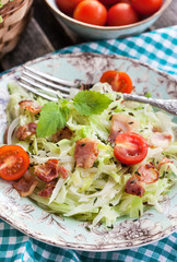 Braised cabbage with bacon and thyme