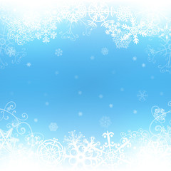 Christmas background with snowflakes and lights. Vector image