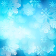 Christmas background with snowflakes and lights. Vector image