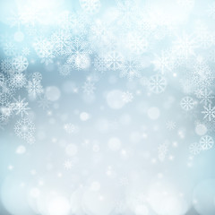 Obraz na płótnie Canvas Christmas background with snowflakes and lights. Vector image