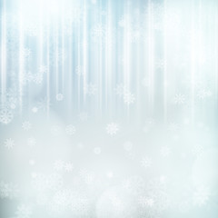 Christmas background with snowflakes and lights. Vector image